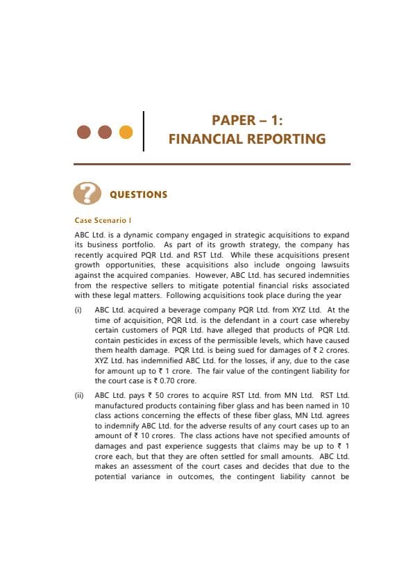 First page of Revision Test Paper For May 25 By ICAI