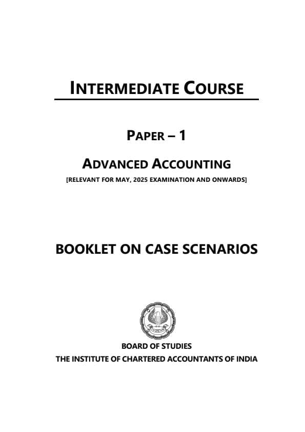 First page of CASE SCENARIOS OF ADVANCED ACCOUNT BY ICAI