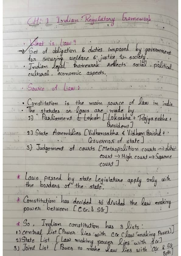 First page of Indian Regulatory Framework