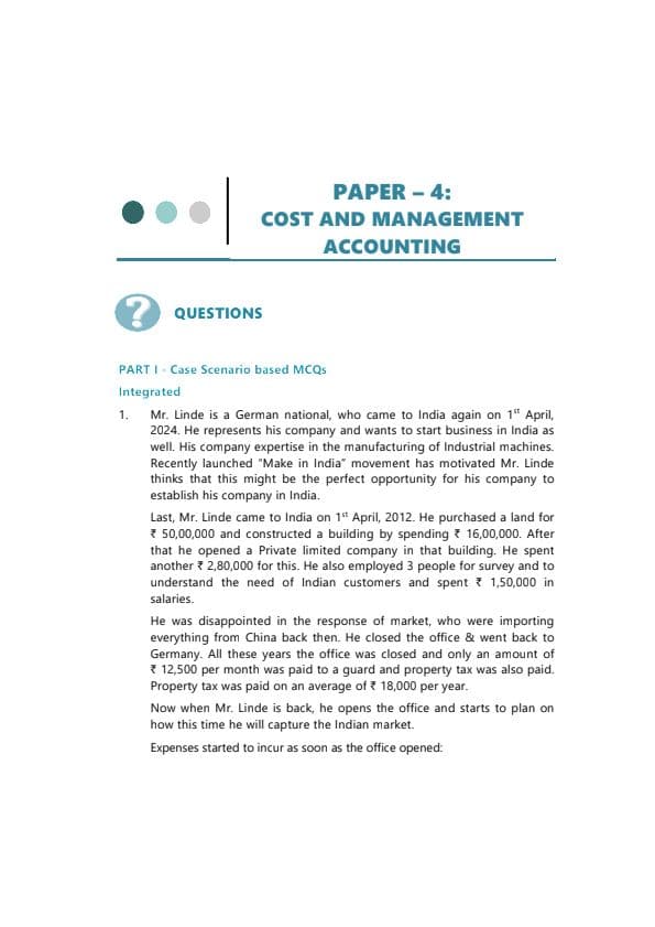 First page of Costing May'25 RTP