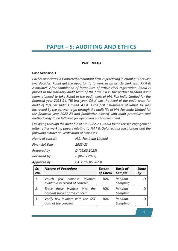 First page of Audit Jan'25 suggested answer