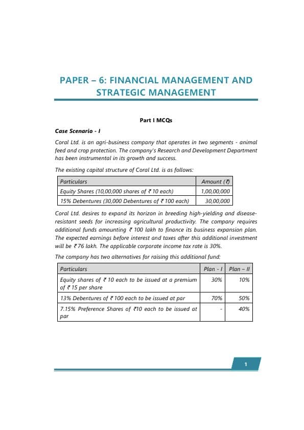 First page of FM SM suggested answer Jan'25