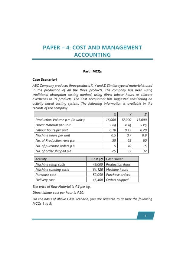 First page of Costing Jan'25 suggested answer