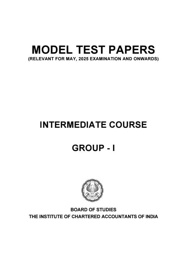 First page of ICAI Group 1 MTP Booklet for May 25