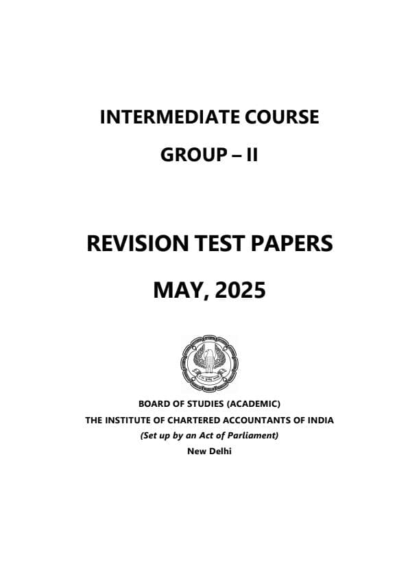 First page of ICAI Group 2 RTP Booklet for May 25