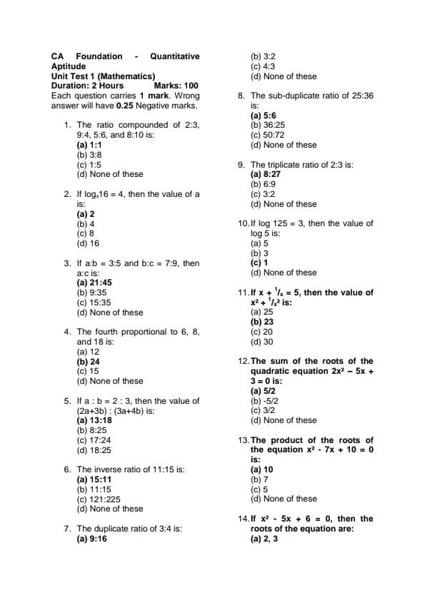 First page of Jk shah test papers for may 25 maths