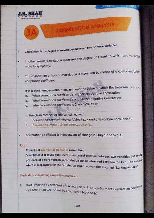 First page of QA chapter 17 correlation and regression analysis notes