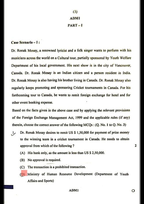 First page of LAW MAY 2025 EXAM MCQ ANSWER
