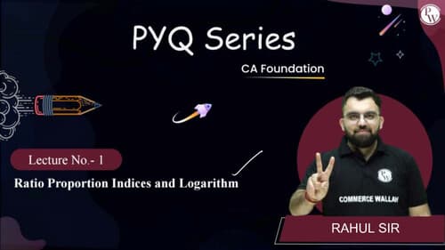 First page of PYQ of Ratio Proportion Indices and Logarithm