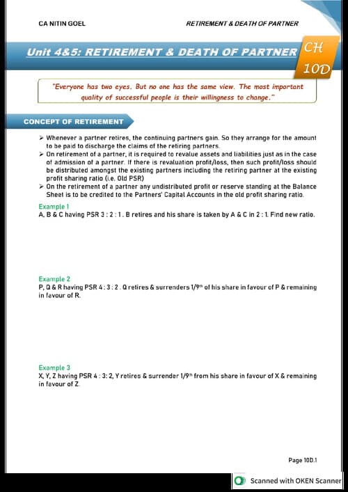First page of Retirement & Death, full concept + questions With solution