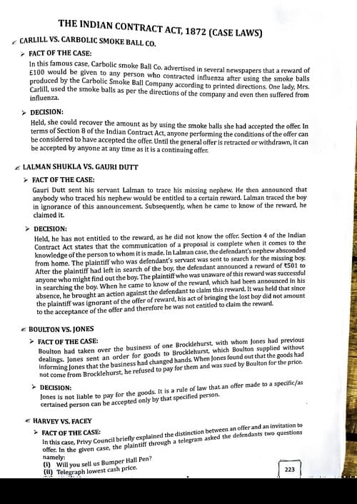 First page of I'm case law the indian contract act 1872