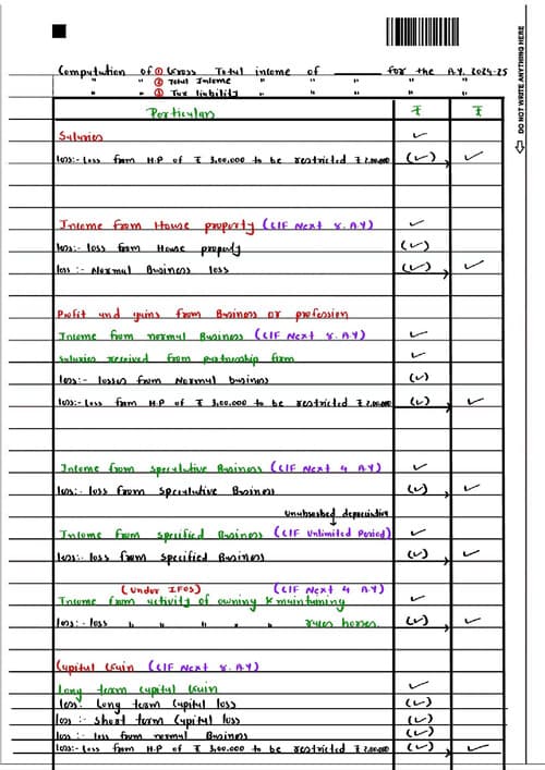 First page of Set off carry forward only 3 pages By BB sir Direct tax (DT)