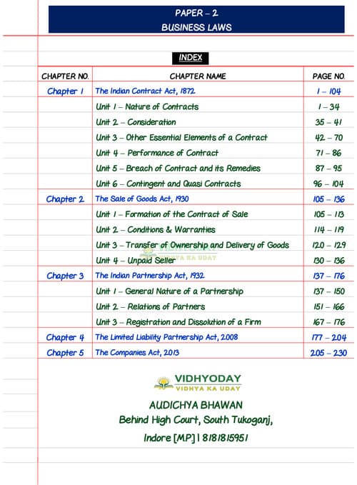 First page of VIDHYODAY BUSINESS LAWS (2).pdf
