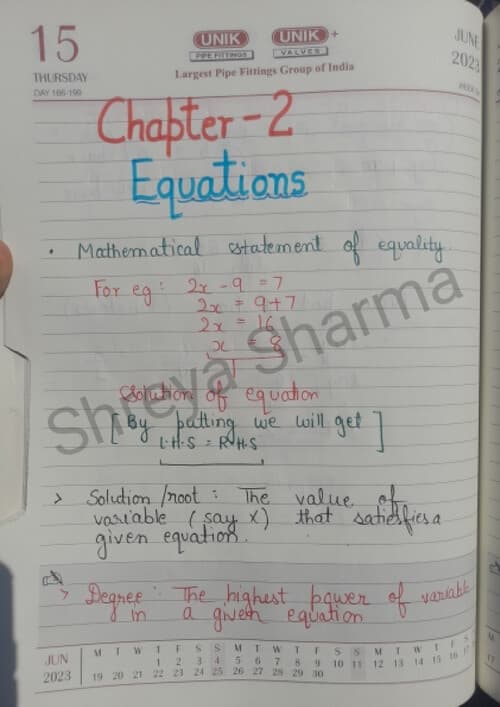 First page of Quantitative aptitude ch 2 Equation handwritten notes