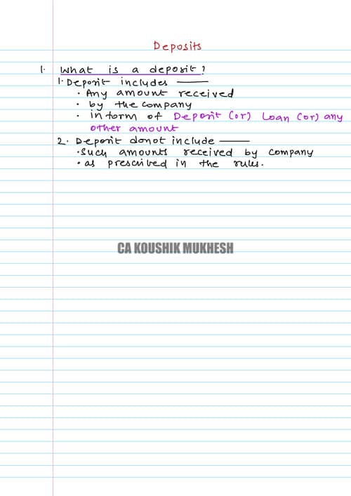 First page of Koushik Mukesh Sir's Notes Deposits and Interpretation of statutes