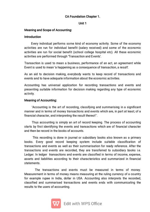 First page of Ca foundation Accounting Chapter 1 Theoretical Framework.... Summarised Theory by CA Rathi Sir All units covered..... Thanks ✨