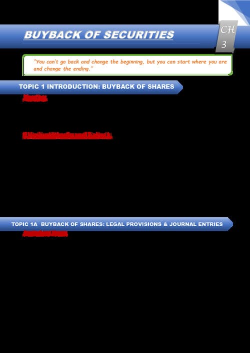 First page of PW Nitin gheol sir. ' Advanced Accounts ' Chp : Buy back of Securities... Detailed notes with solution