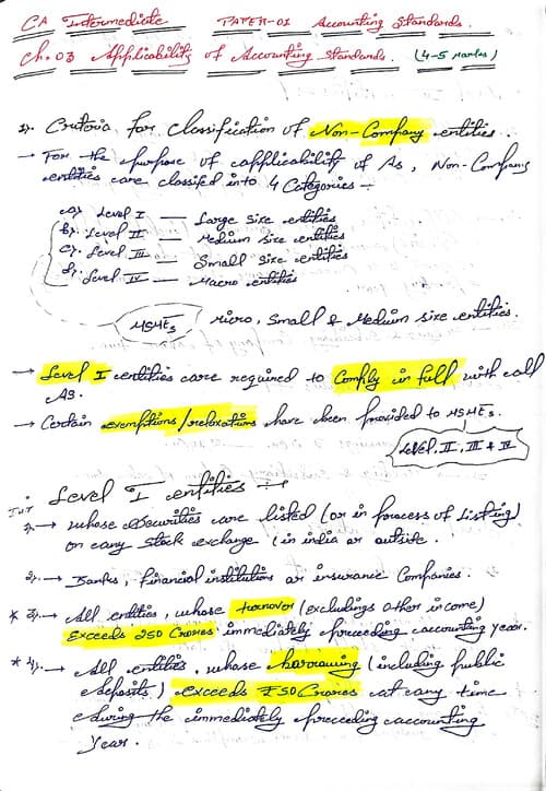 First page of CA Intermediate Paper 01 Advance Accounting Ch- 03 Applicability of AS CA Parag Gupta by notes