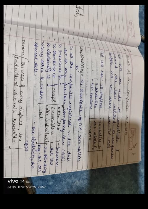 First page of 3 Star sheet handwritten notes by CA chaitnya jain