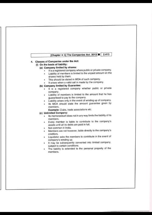 First page of Company law notes