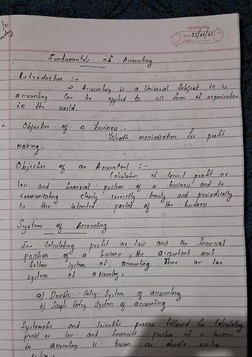 First page of Fundamentals of Accounting Part 1
