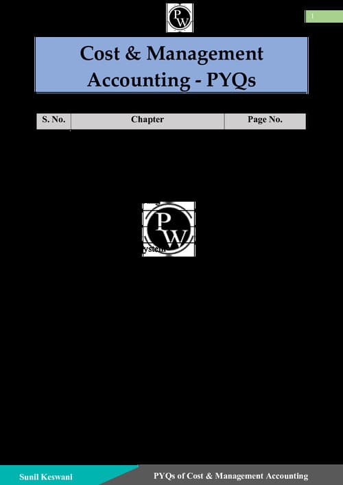 First page of Here the Costing pdf PYP with solution best pdf to practice. Happy learning.