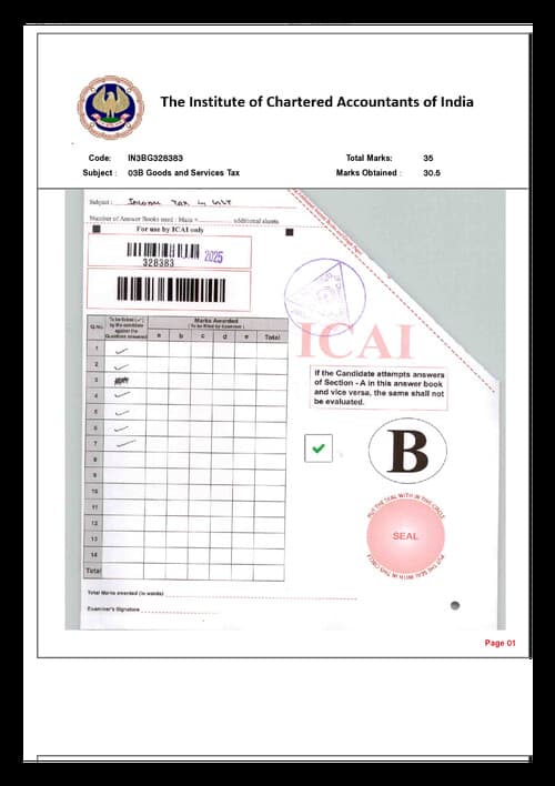 First page of Ca Inter AIR1 answersheet IDT