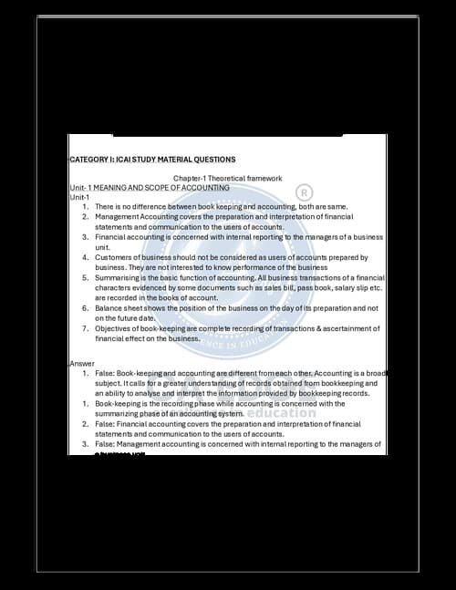 First page of True False Accounting Compiled
