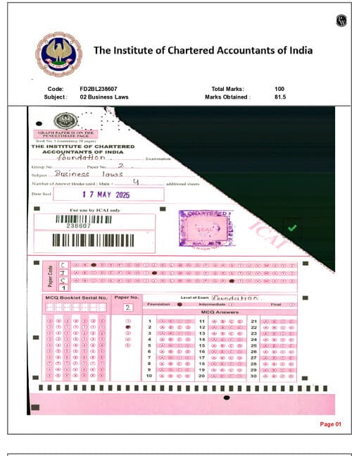 First page of Law topper copy
