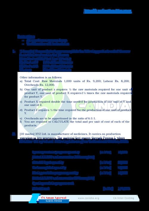 First page of Here the process costing test for practice. Happy learning.