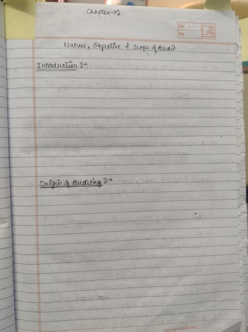 First page of CA audit notes Chapter -1 ( NATURE, OBJECTIVE & SCOPE OF AUDIT) By Rishabh Jain