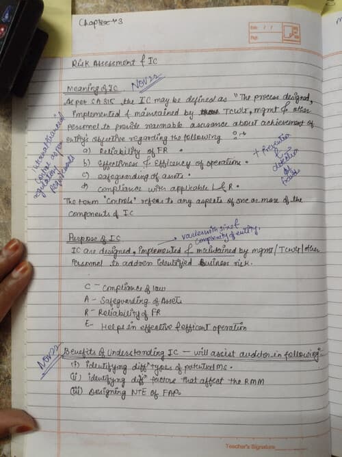 First page of Ca audit notes Ch-3 ( RISK ASSESSMENT & INTERNAL CONTROL) By Rishabh Jain ( Includes SA 315;320;330 - uploaded )
