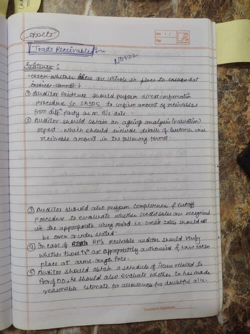 First page of CA audit notes Ch-5 ( AUDIT OF ITEMS OF FINANCIAL STATEMENTS) By Rishabh Jain Part2