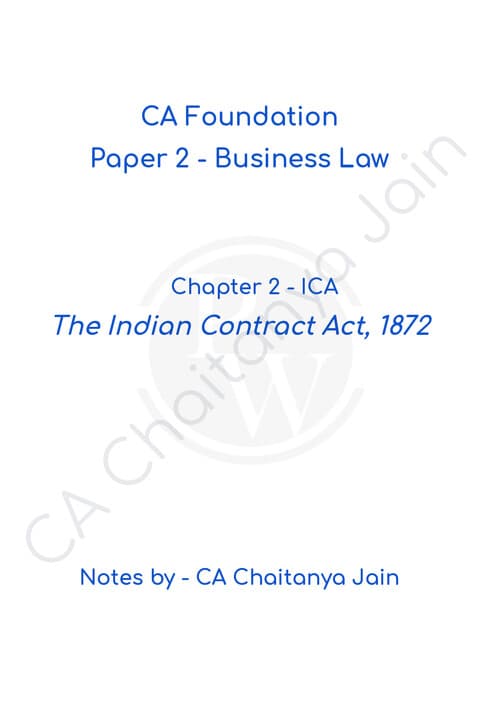 First page of The Indian Contract Act 1872 CJ SIR NOTES UNIT 1