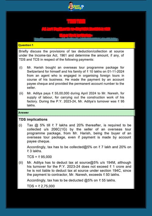 First page of TDS TCS LDR Questions by CA Amit Mahajan Sir.