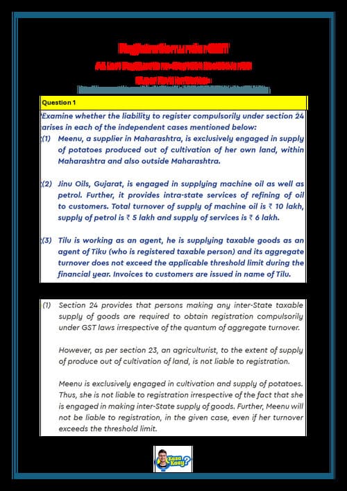 First page of Registration under GST LDR Questions by CA Amit Mahajan Sir.