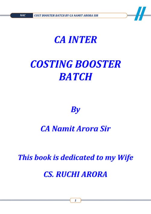First page of Cost Booster Batch Questions - Namit Arora Sir