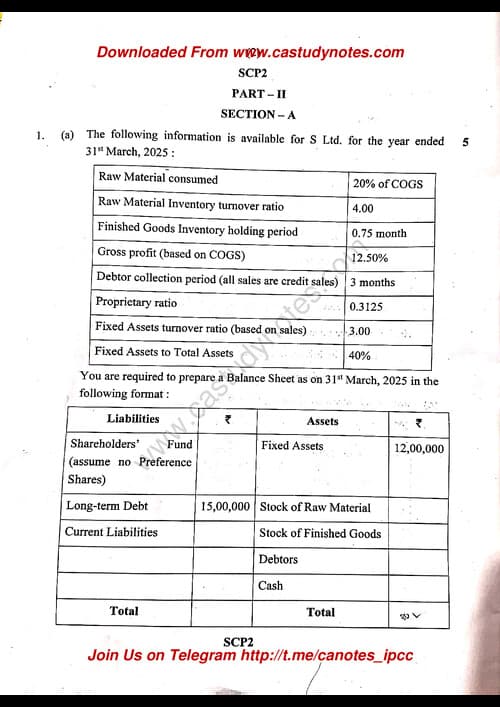 First page of CA Inter Notes: ❇️ CA Inter FM SM ( MCQs) May 2025 Exam Question Paper: