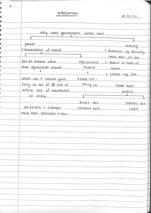 First page of tax handwritten notes for jan26 by bb sir