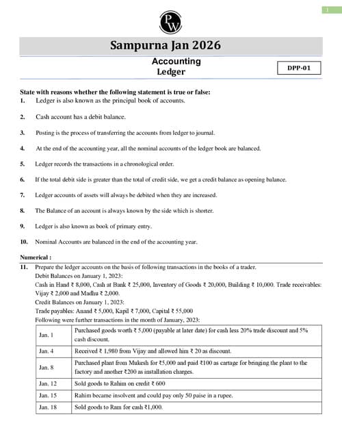 First page of Ledger : DPP 01 ( Of Full Chapter )