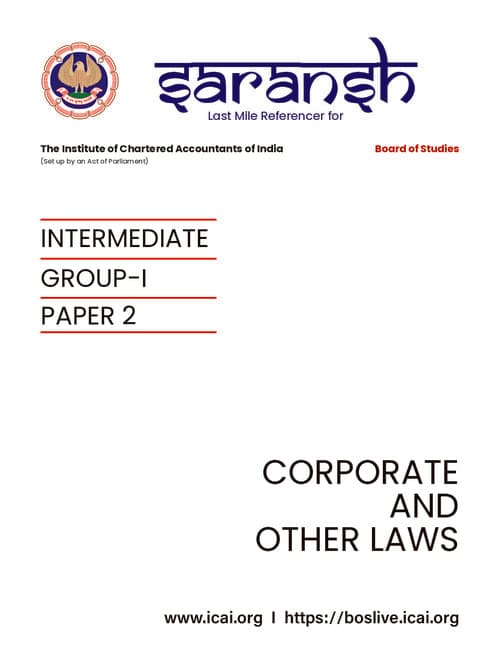 First page of Corporate Law - ICAI SARANSH #Chart Book & Summary Material