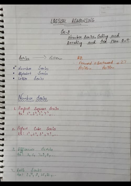 First page of Handwritten notes of Logical Reasoning