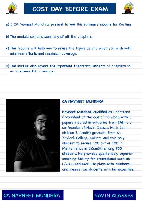 First page of CA INTER COST SUMMARY NOTES BY NAVNEET MUNDHRA
