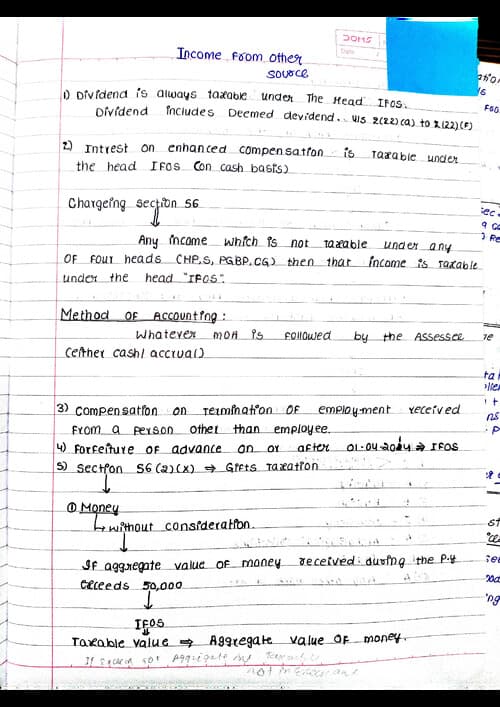 First page of Income tax : INCOME FROM OTHER SOURCES