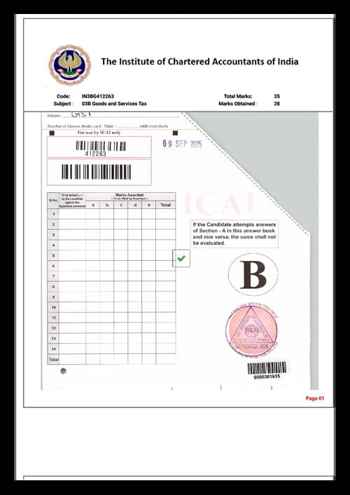 First page of GST - Certified Copies AIR 1 from Sep 25 Attempt