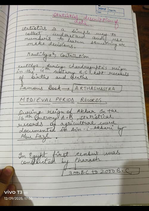 First page of Stats notes