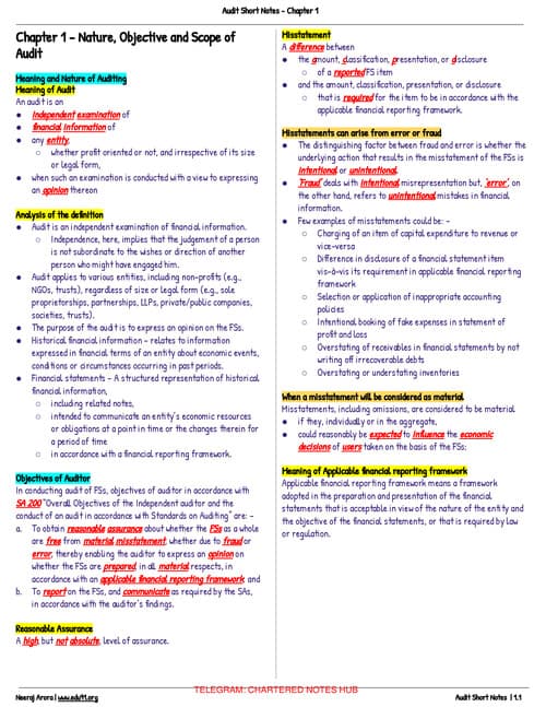 First page of Audit Chp 1 short notes by Neeraj Arora.