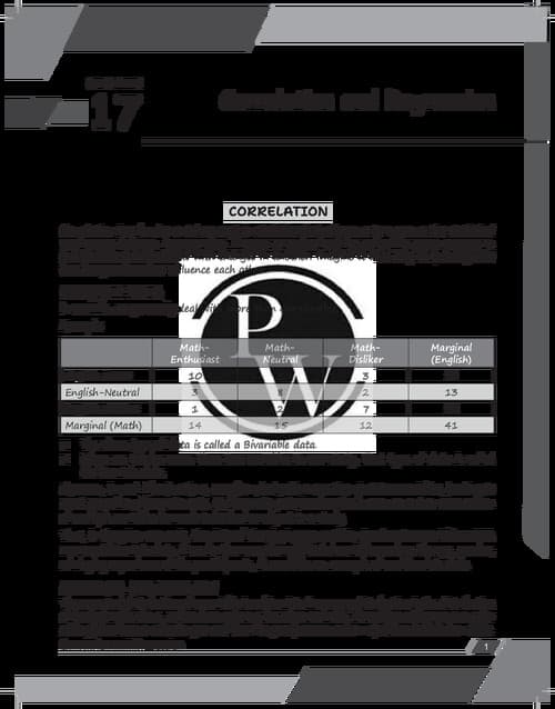 First page of Pw correlation and regression detailed notes