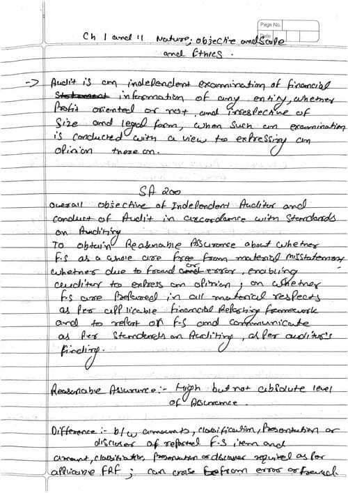First page of Audit Notes