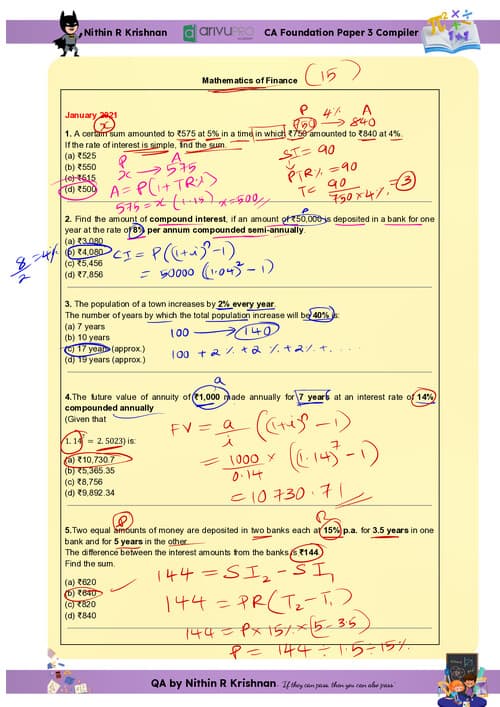 First page of QA Time value for money PYQ with detailed solution By NITIN SIR
